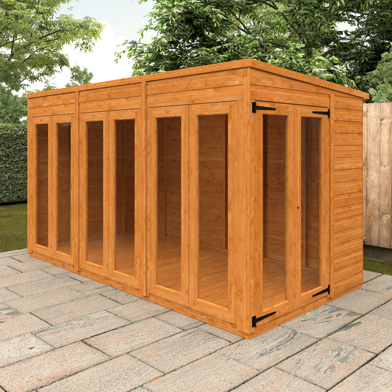 Modular Shiplap Timber Pent Full Pane Summerhouse